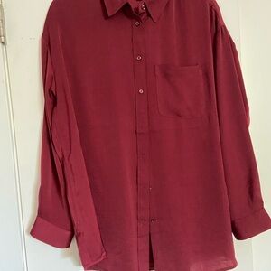 Express Women's Burgundy Button Down Shirt